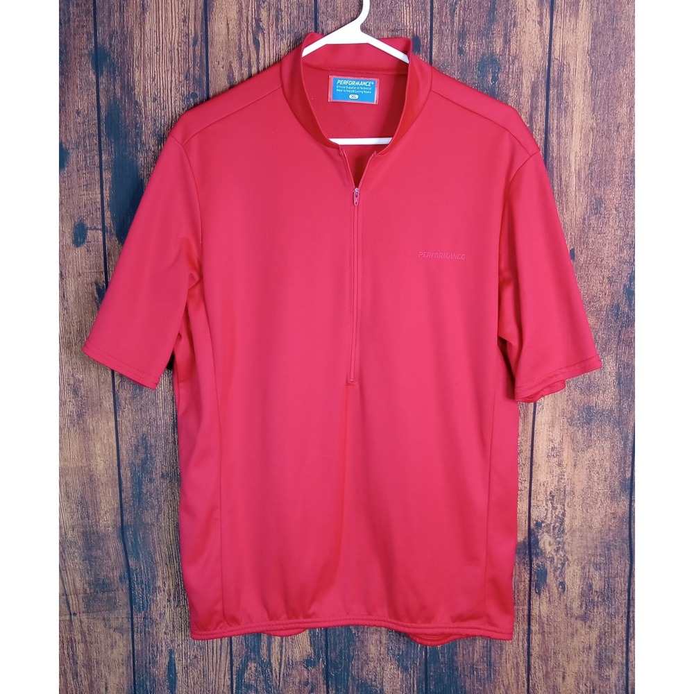 Performance Mens Red Short Sleeve Cycling Jersey XL Coolmax 1/4 Zip USA Made